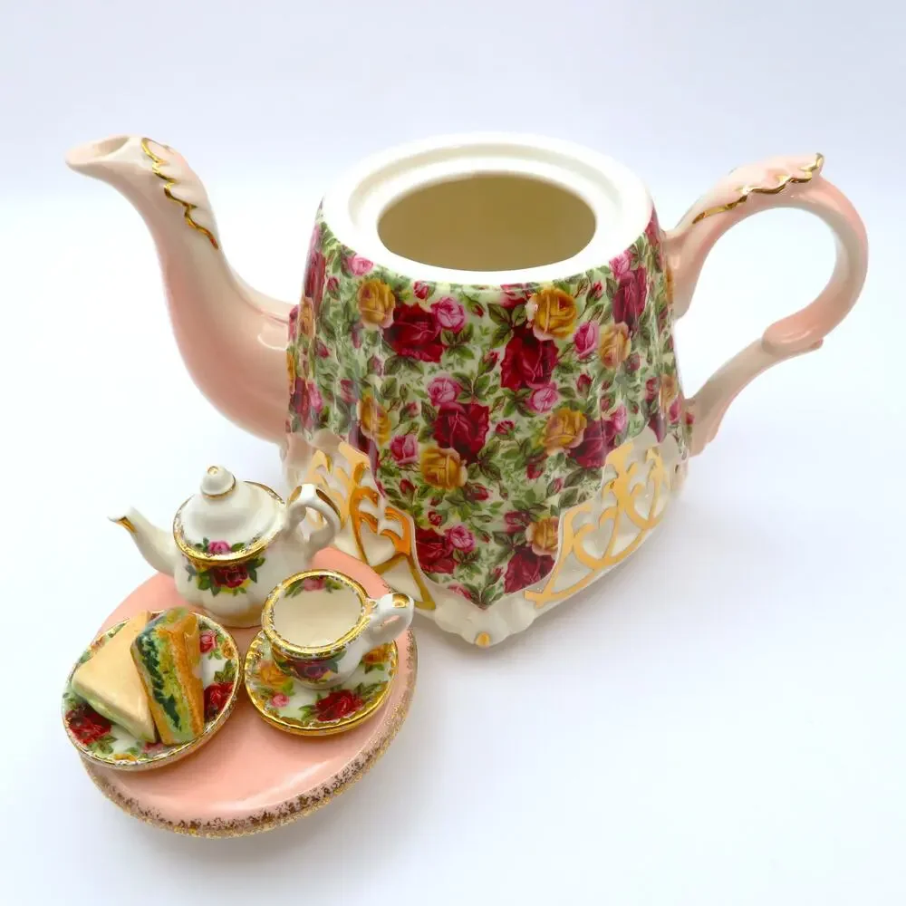 Royal Albert Old Country Roses Chintz Collection Mini Tea Table Teapot 1996